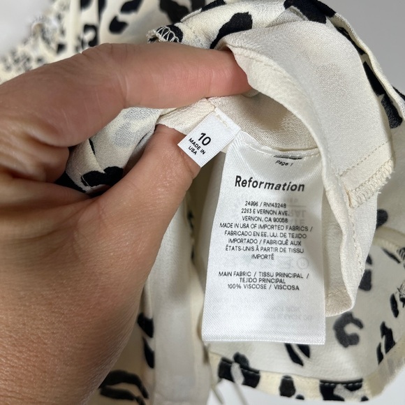Reformation Liza Top Snow Leopard 8 Animal Print White Black Tank Women’s Sz 10 - Picture 6 of 9
